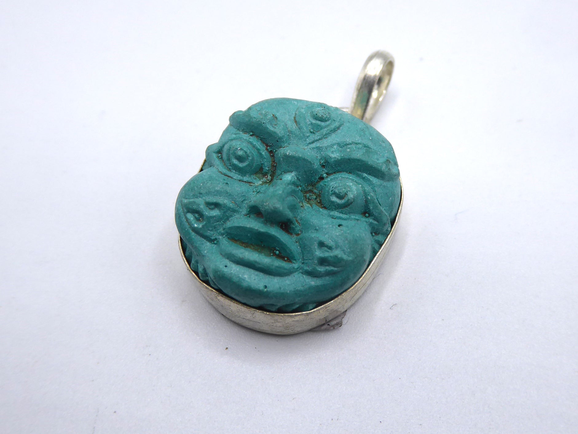 Handmade Turquoise Bhairav/Mahankal Face Pendant