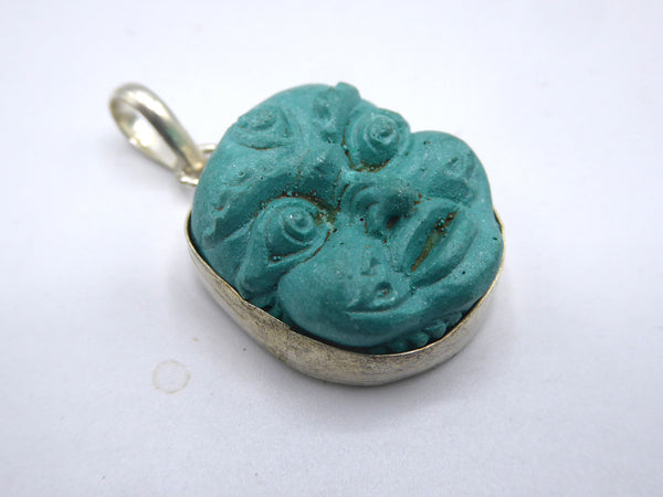 Handmade Turquoise Bhairav/Mahankal Face Pendant