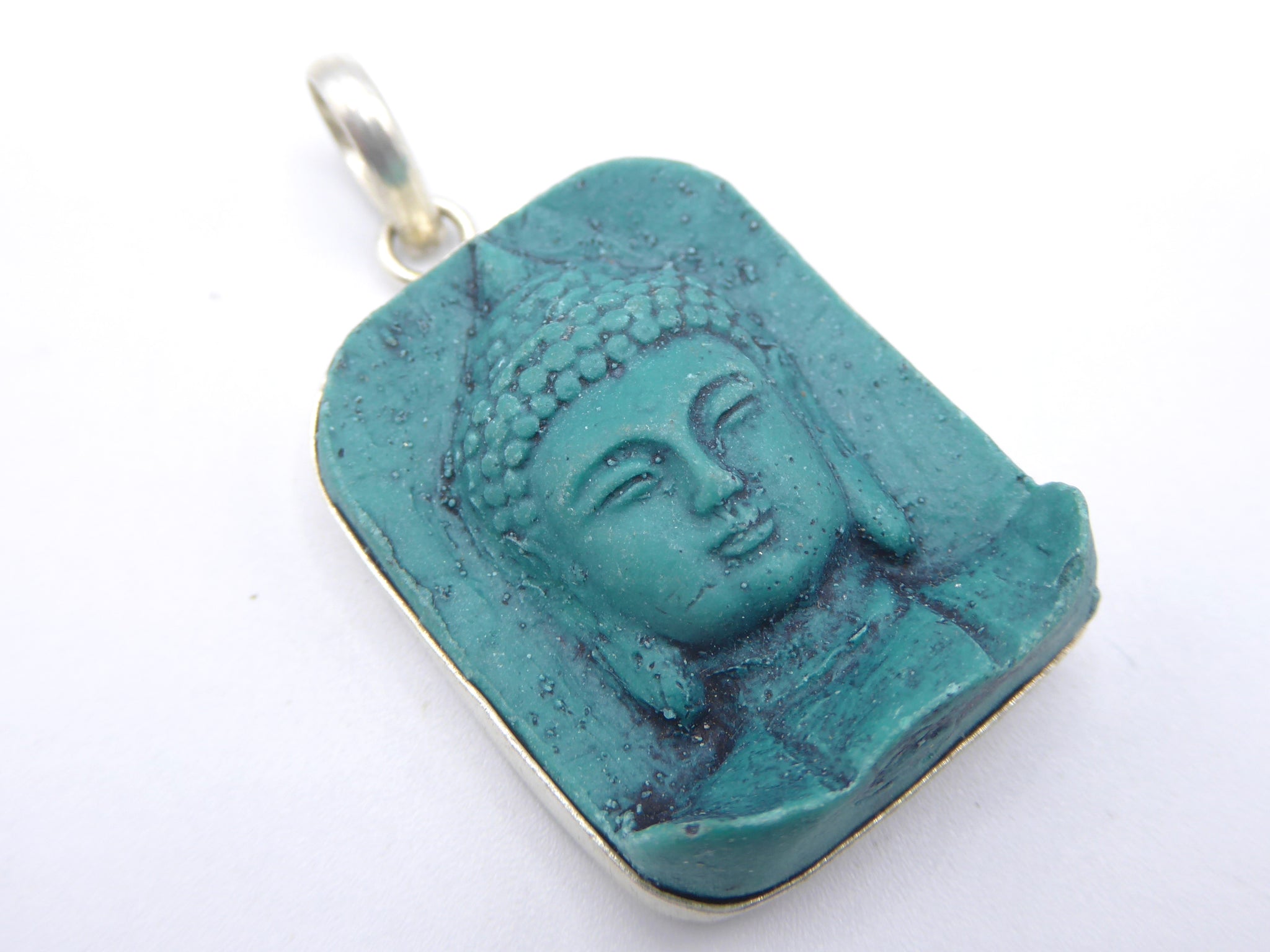 Handmade Turquoise Buddha's Head Pendant.