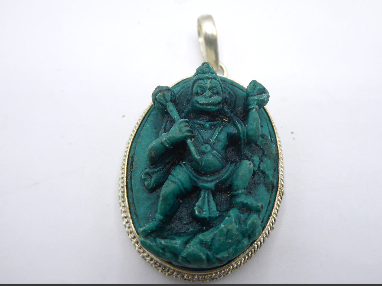 Handmade Turquoise Hanuman Pendant, Large.