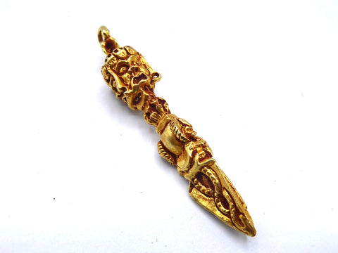 Handmade Golden Dagger, Three Faced, Pendant