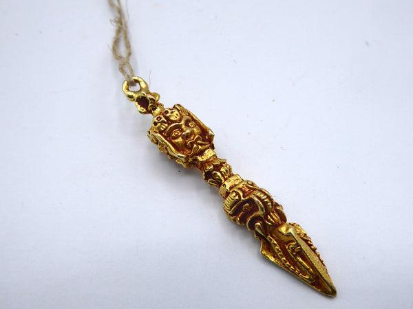 Handmade Golden Dagger, Three Faced, Pendant