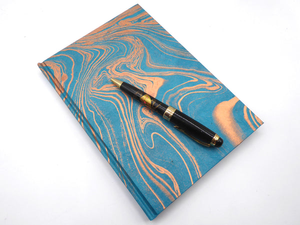 Marbled Cover Print Handbound A5 Lokta Notebook, Tree-Free Paper.