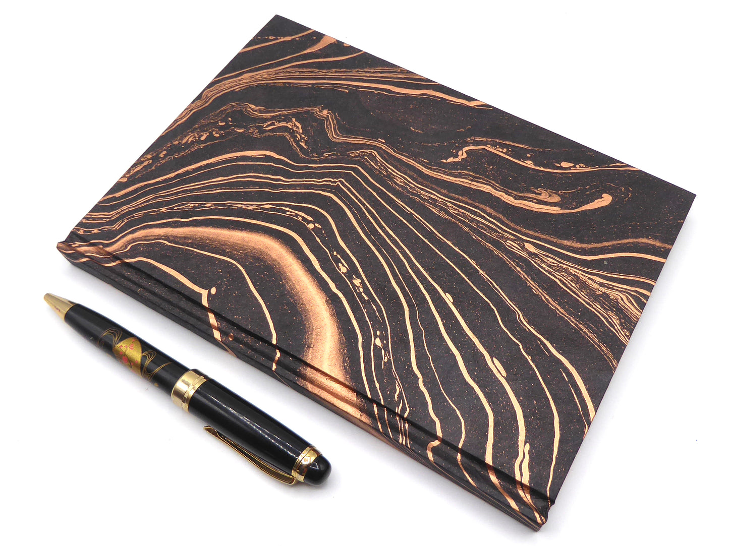 Marbled Cover Print Handbound A5 Lokta Notebook, Tree-Free Paper.