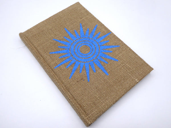 Handbook A5 Lokta Notebook, Hard Cover. Jute with Mandala or Sunshine Print.