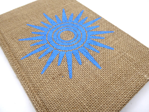 Handbook A5 Lokta Notebook, Hard Cover. Jute with Mandala or Sunshine Print.