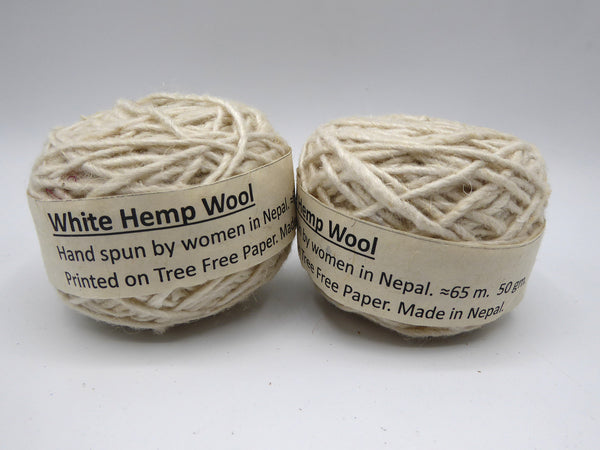 Handspun Hemp Wool Yarn, White