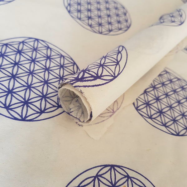 Lokta Paper Bundle - 7 Large Sheets 75 x50cm - Blue and Brown Silk Screen Print Collection