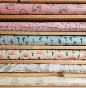 Vintage Lokta Paper Bundle - 6 Large Sheets 75 x50cm - Vintage Metallic and Matte Silk Screen Print Collection