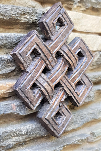 Infinity Knot Wood Carving - hand carved in nepal (Small)