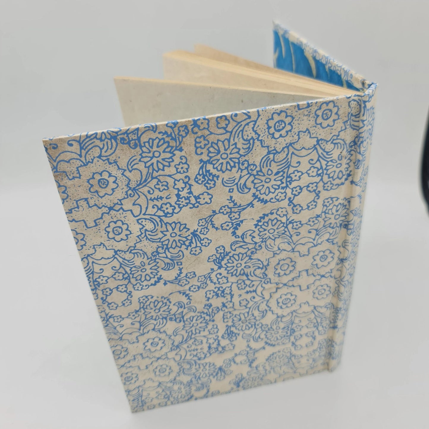 Handbook A5 Lokta Notebook with Blue Kaleidoscope Hard Cover Print.