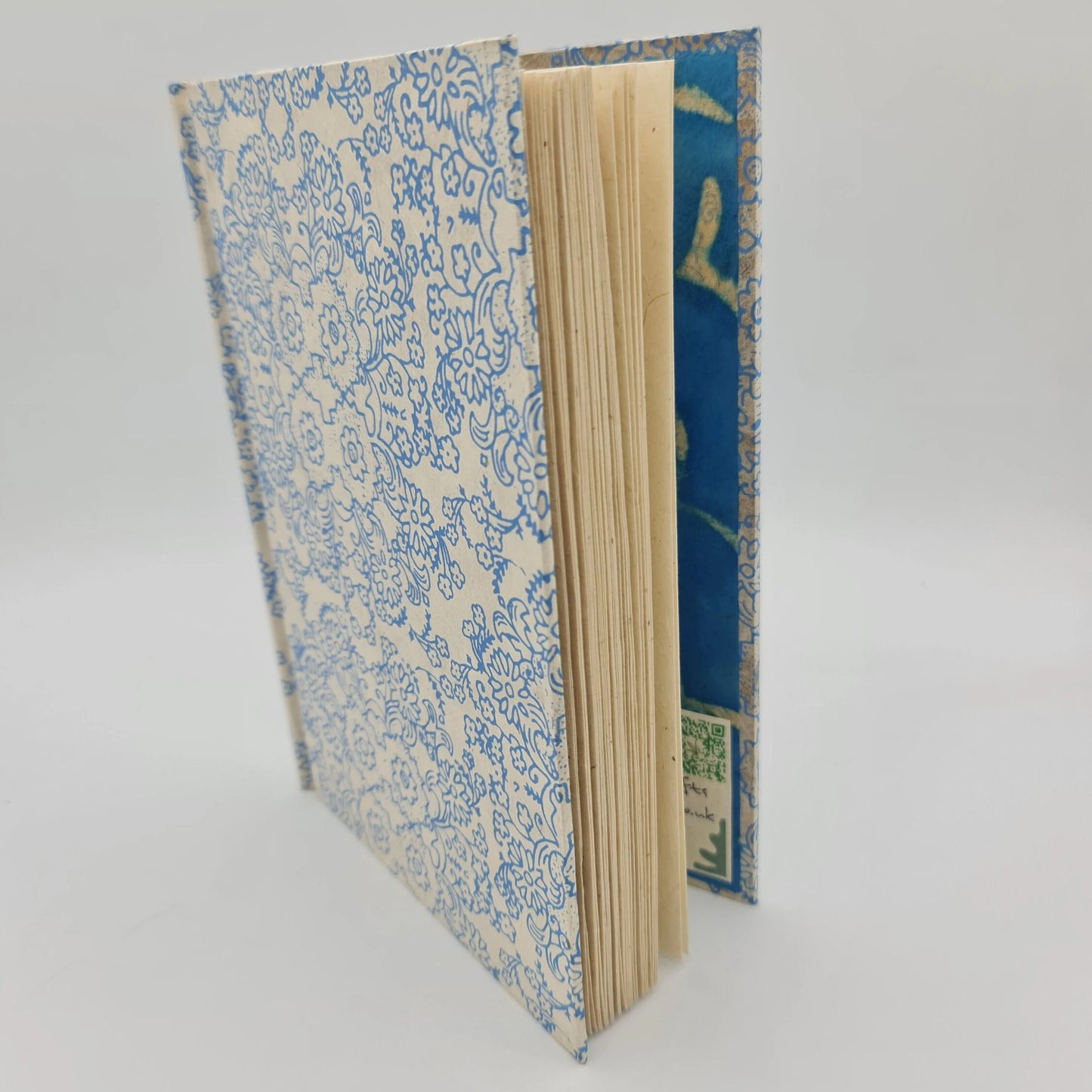 Handbook A5 Lokta Notebook with Blue Kaleidoscope Hard Cover Print.