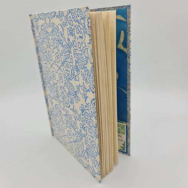 Handbook A5 Lokta Notebook with Blue Kaleidoscope Hard Cover Print.