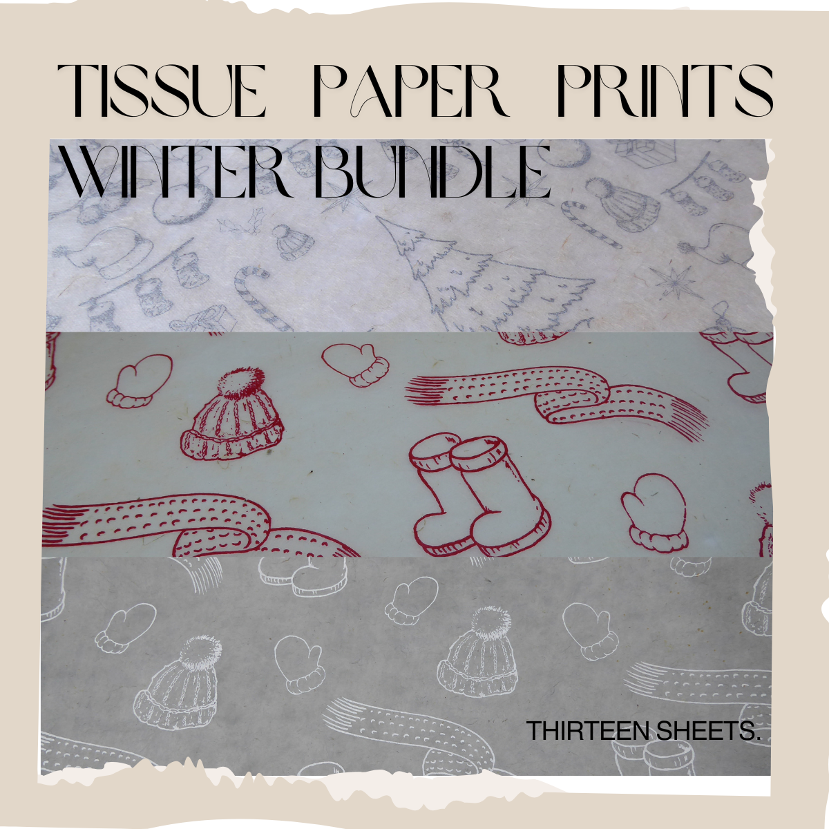 Hemp Tissue Paper Winter Bundle - 13 Sheets