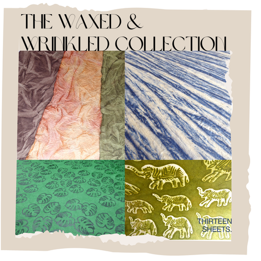 Lokta Paper Bundle - The Waxed & Wrinkled Collection - 13 Large Sheets