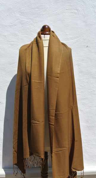 Vintage Pashmina Shawl XL, Khaki
