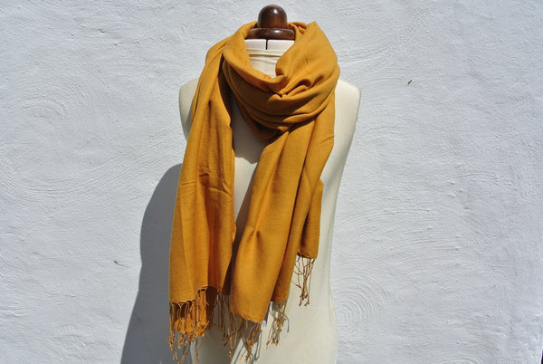 Vintage Pashmina Shawl, Honey Mustard