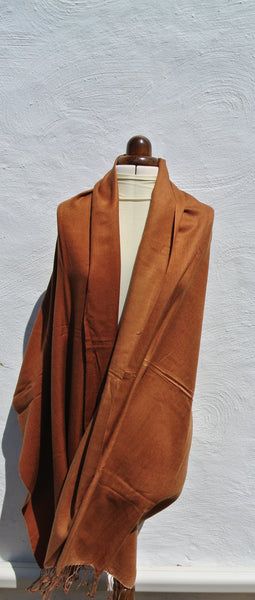 Vintage Pashmina Shawl, Shaded Brown