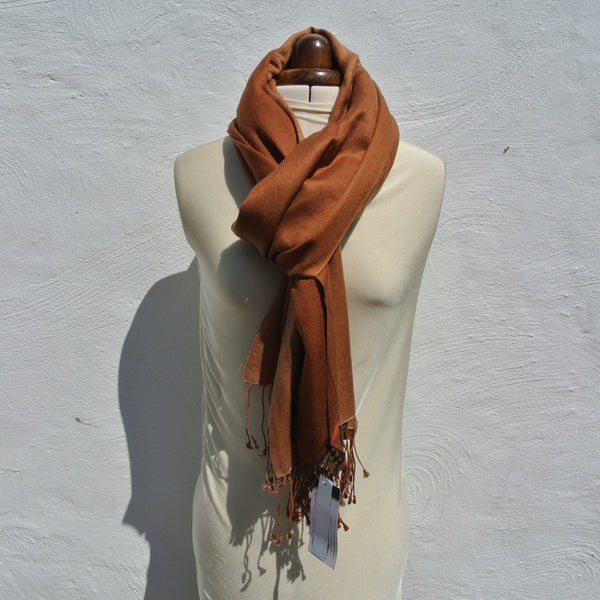Vintage Pashmina Shawl, Shaded Brown