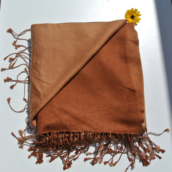Vintage Pashmina Shawl, Shaded Brown