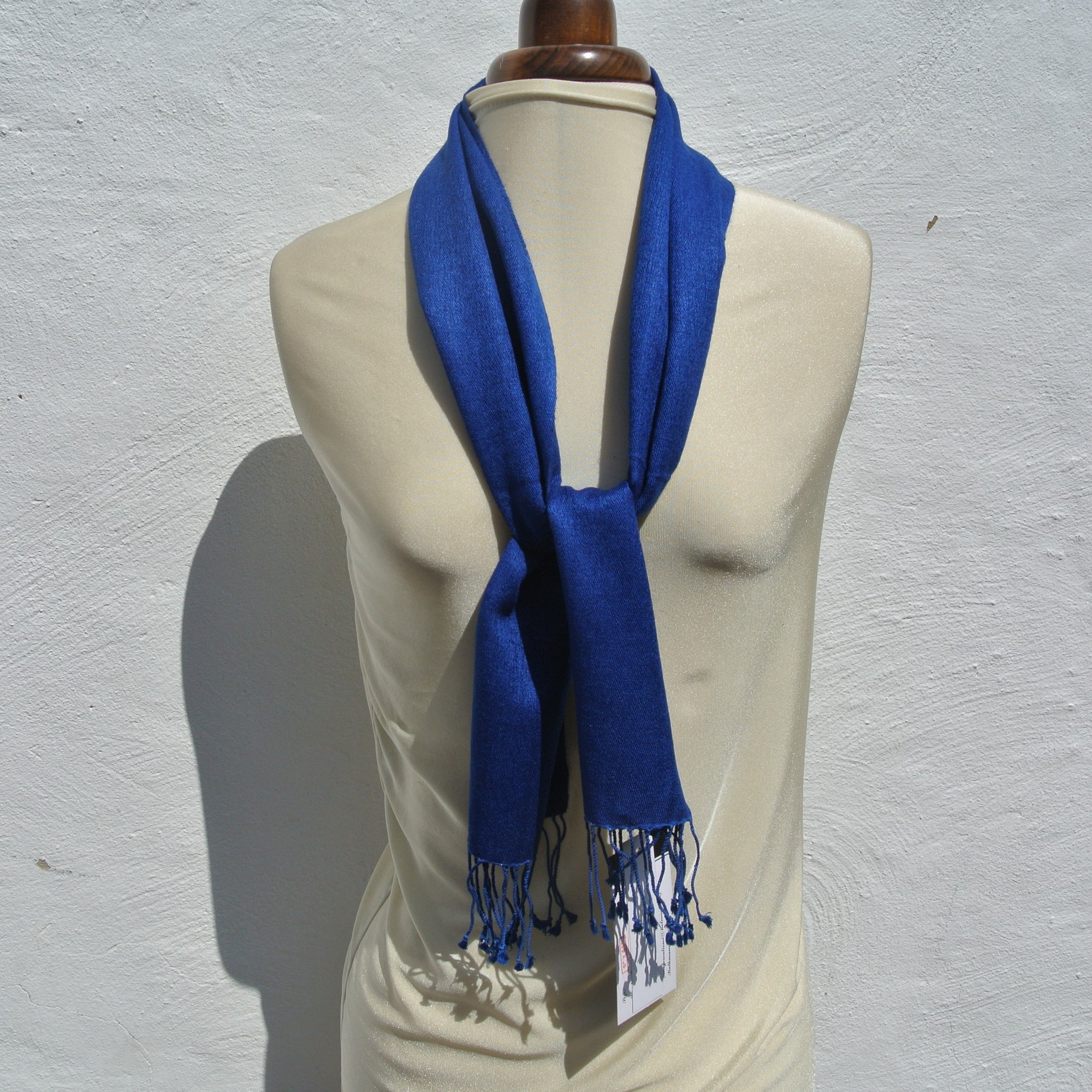 Vintage Pashmina Scarf, Small Royal Blue