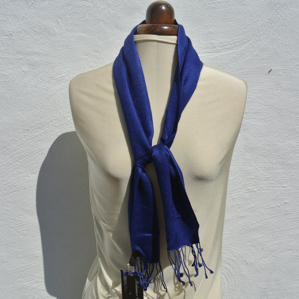 Vintage Pashmina Scarf, Small Navy Blue