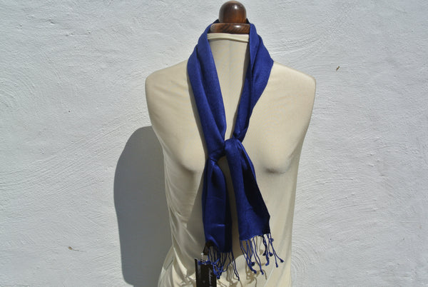 Vintage Pashmina Scarf, Small Navy Blue