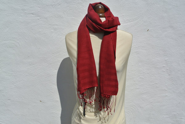 Vintage Pashmina Scarf, Deep Red