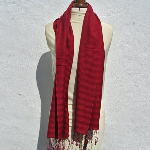 Vintage Pashmina Scarf, Deep Red