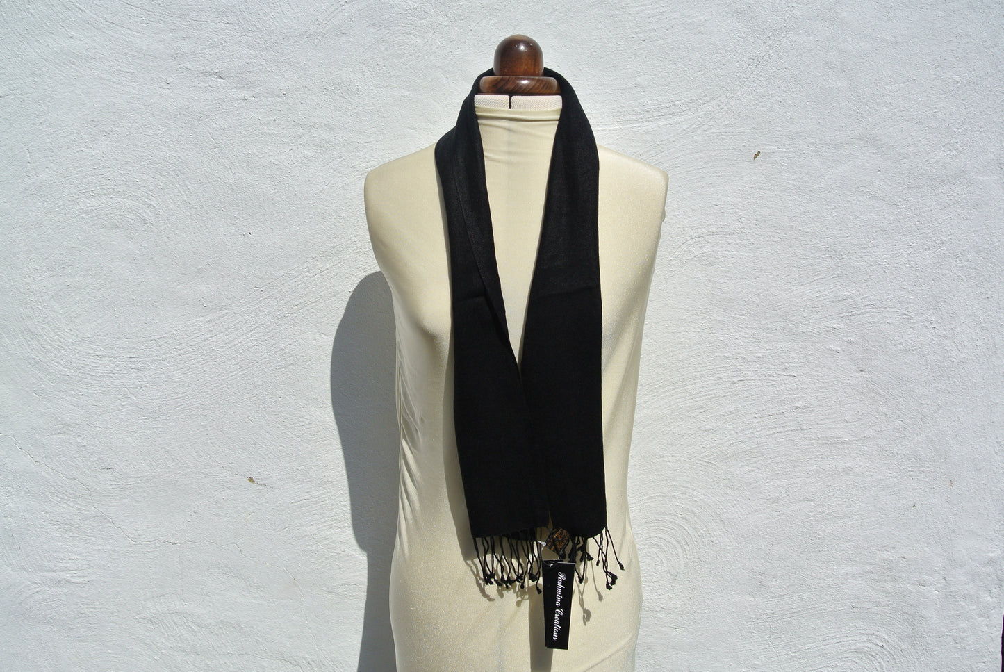 Vintage Pashmina Scarf, Small Black