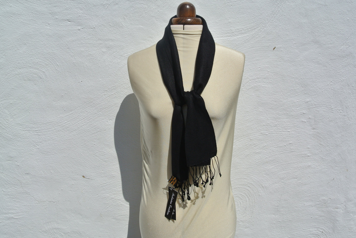 Vintage Pashmina Scarf, Small Black