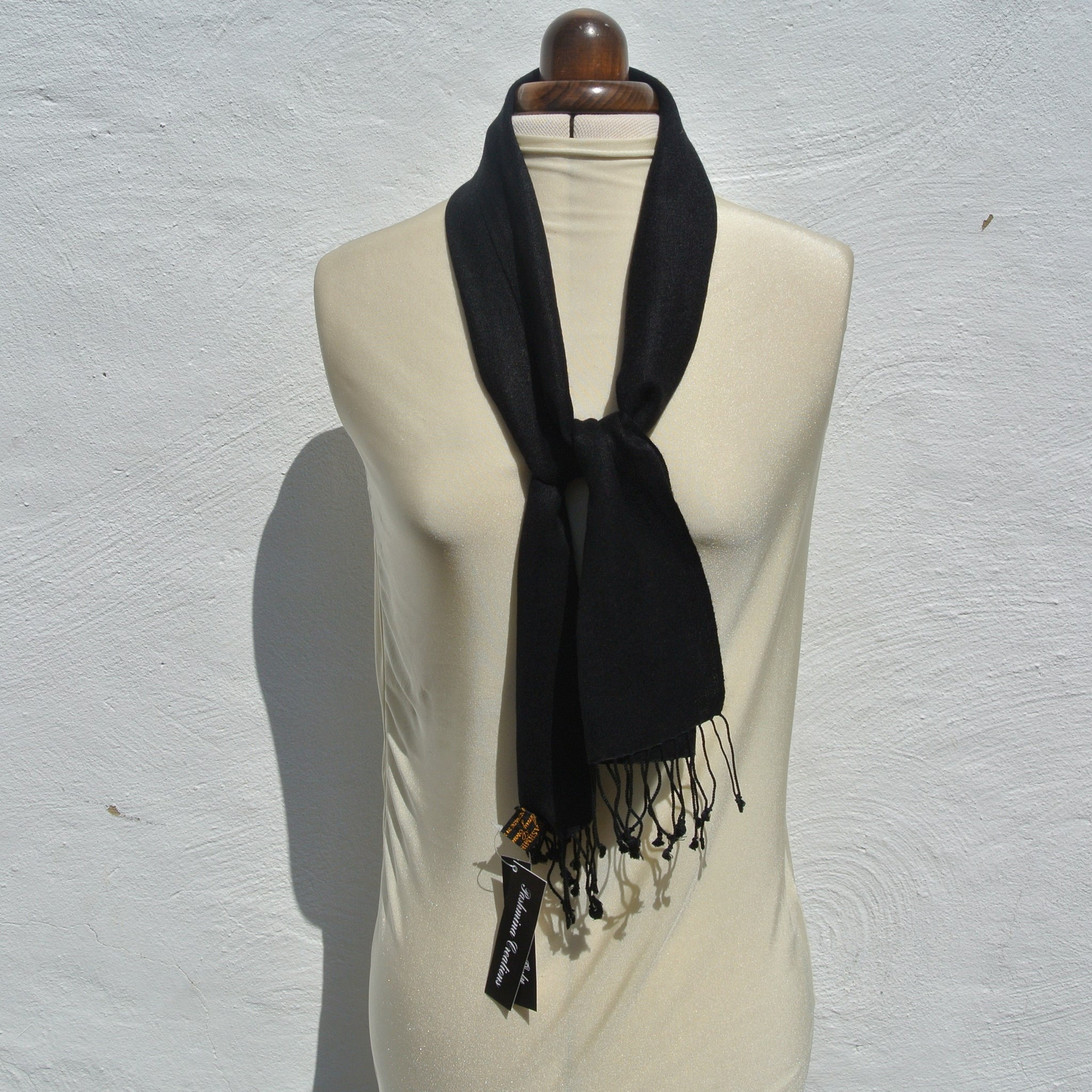 Vintage Pashmina Scarf, Small Black