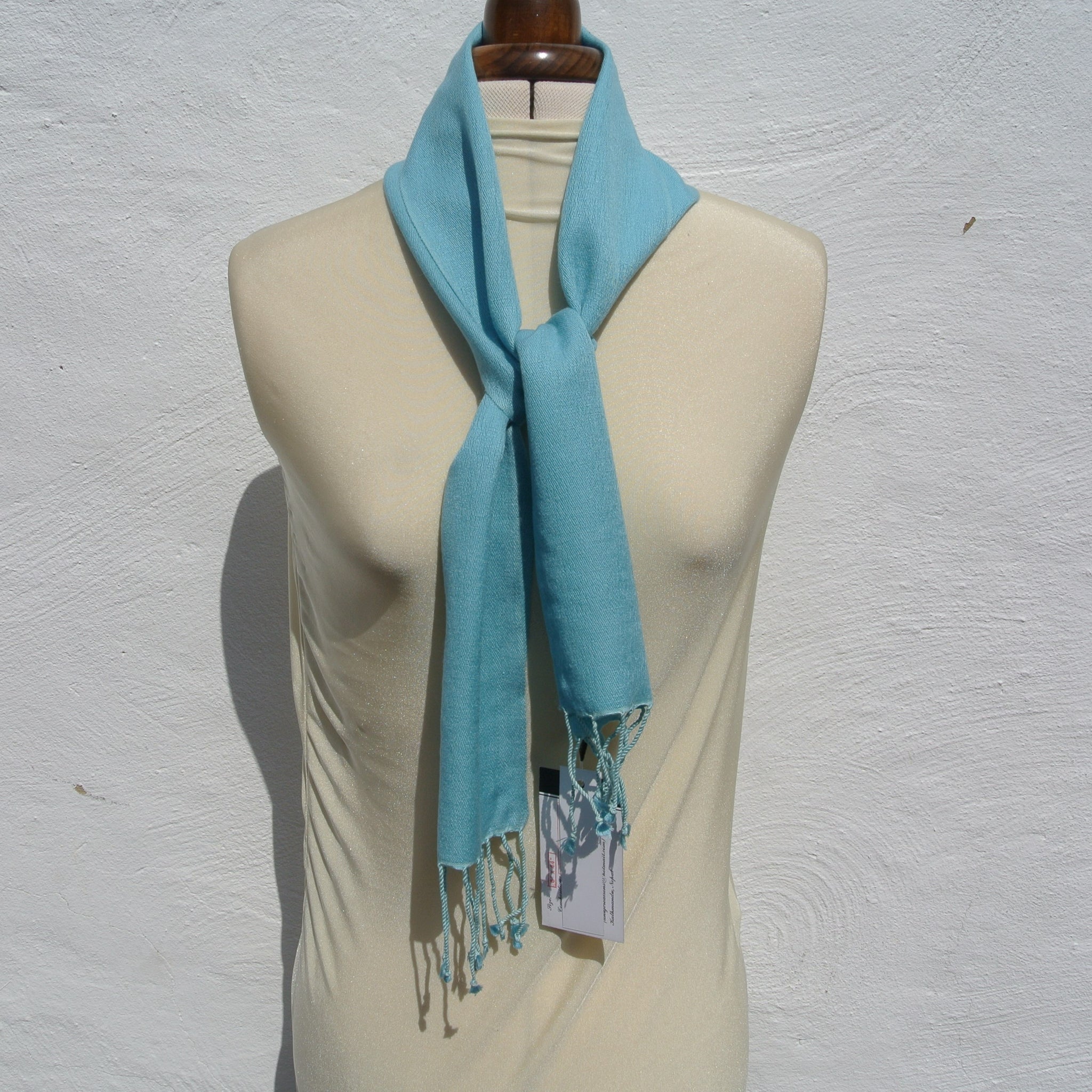 Vintage Pashmina Scarf, Small Baby Blue