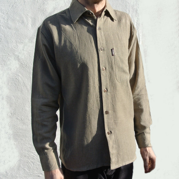 Hemp and Organic Cotton Men's Shirt in Sand Dollar