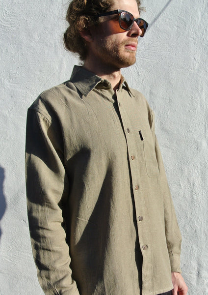 Hemp and Organic Cotton Men's Shirt in Sand Dollar