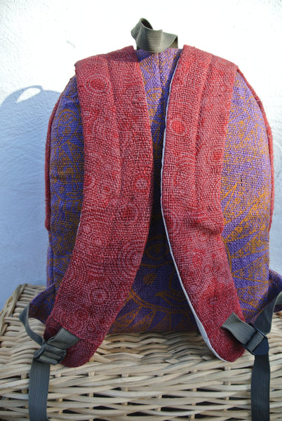 Wild Hemp Laptop Backpack; Handprinted