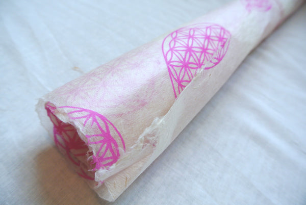 Pink Sacred Geometry Print on Hemp Tissue Paper