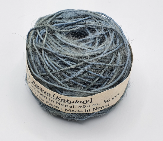 Wild Agave Handspun Yarn Made in Nepal. Thick, strong yarn. (Blue Color)