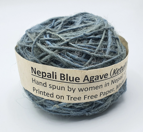 Wild Agave Handspun Yarn Made in Nepal. Thick, strong yarn. (Blue Color)