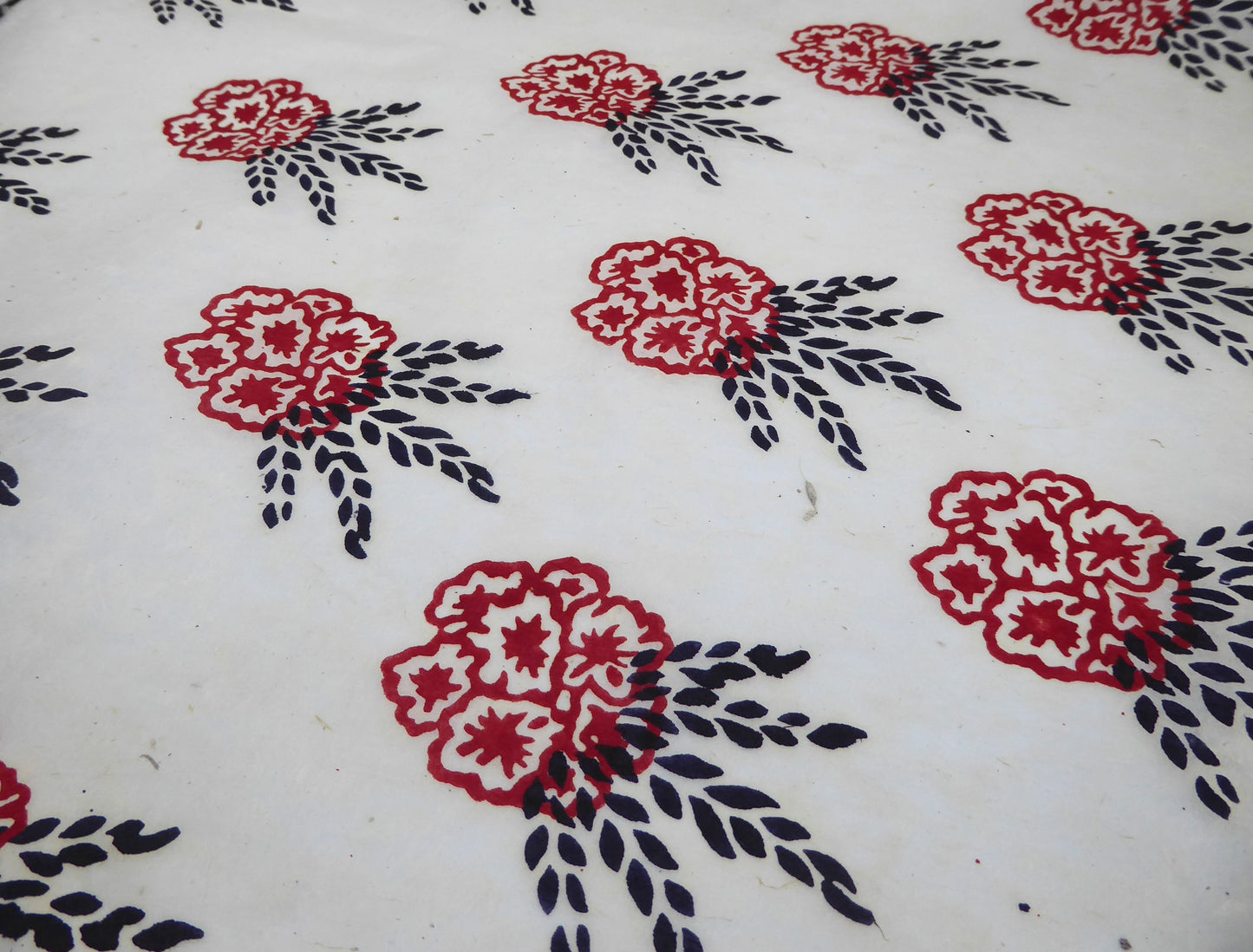 Rhododendron block printed on Lokta Paper, Handmade, Tree-Free & Sustainable