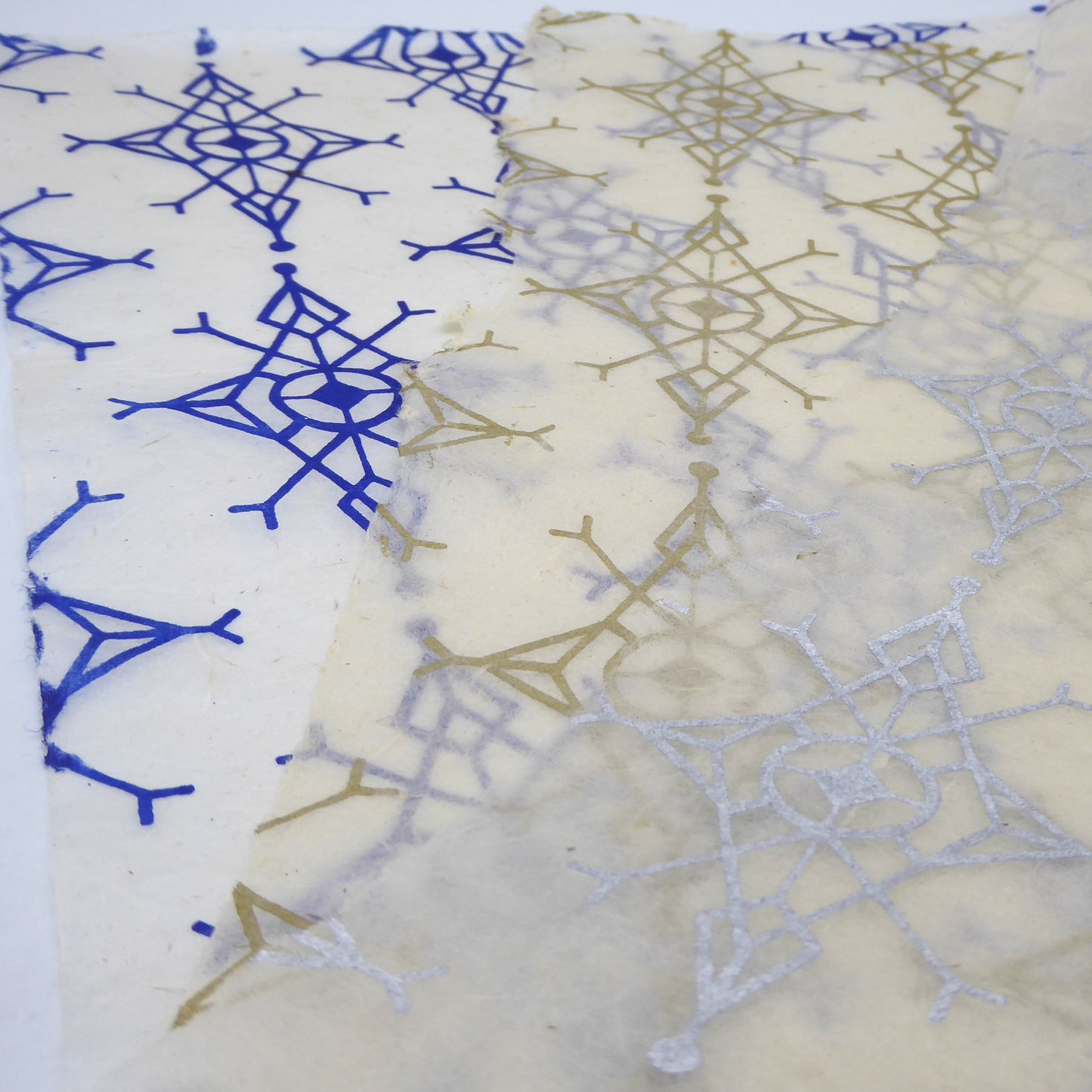 Geometric Snowflake Hemp Tissue Paper. Handmade in Nepal