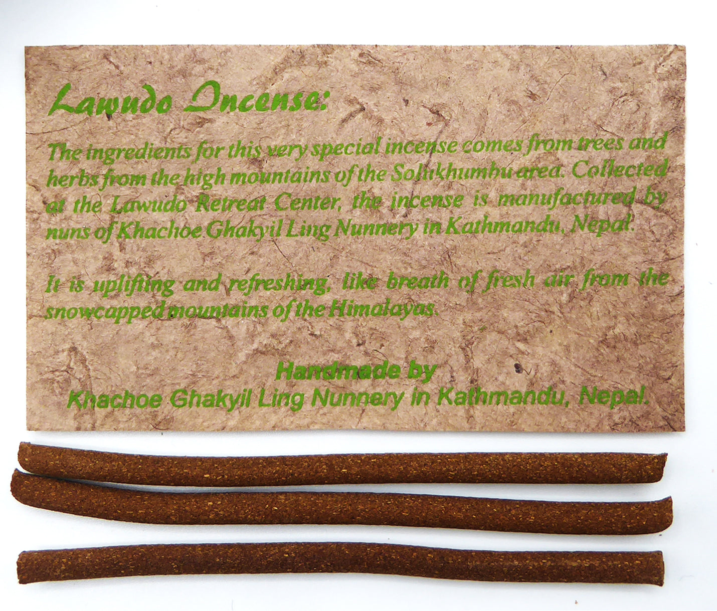 Lawudo Incense -  Non Toxic, Chemical Free, All Natural Incense Sticks. Hand Rolled Himalayan Juniper, Rhododendron, Cedar and Kaulo