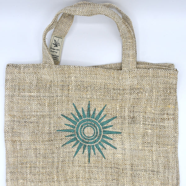 Bajura Hemp Tote Bag, Handprinted (sun)