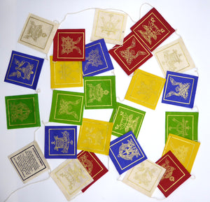 Lokta Paper Prayer Flags, 8 Auspicious Symbols (Ashtamangala)