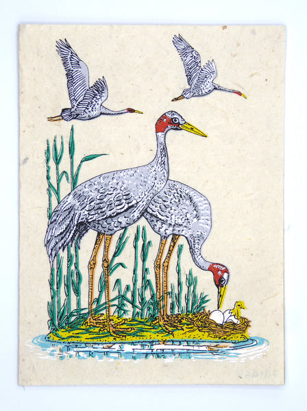 Handmade Lokta Greeting Card, Cranes