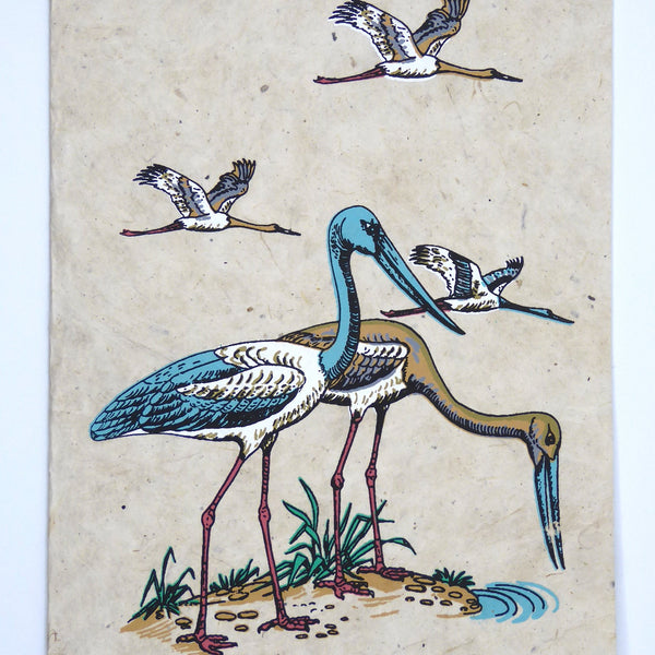 Handmade Lokta Greeting Card, Storks