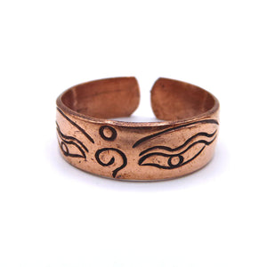 Copper Ring with Buddha's Eyes, handmade in Nepal