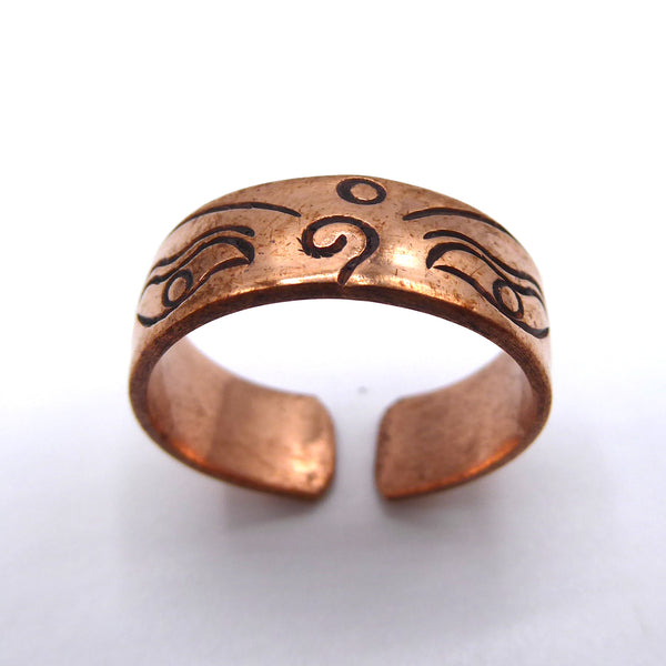 Copper Ring with Buddha's Eyes, handmade in Nepal