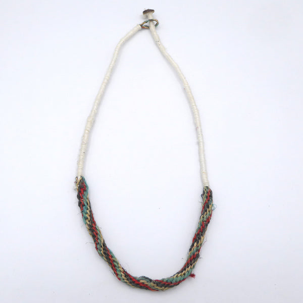 Hemp cord necklace; White, Blue & Red. Surfer/boho/beach style