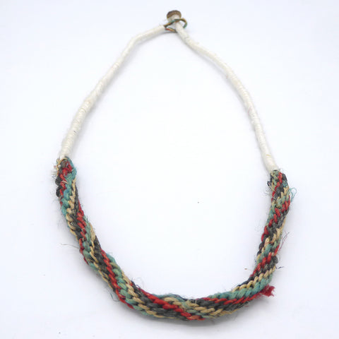 Hemp cord necklace; White, Blue & Red. Surfer/boho/beach style